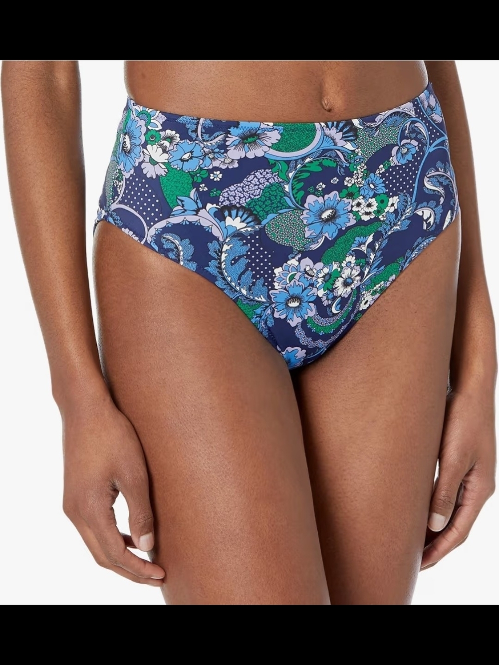 High-Waist Paisley Floral Swim Bottoms